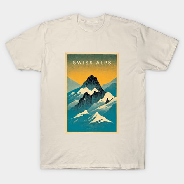 Swiss Alps Retro Travel T-Shirt by Retro Travel Design